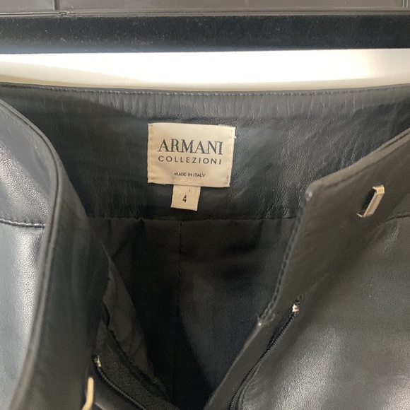 ARMANI COLLEZIONI Black Leather Pencil Skirt - Picture 4 of 12
